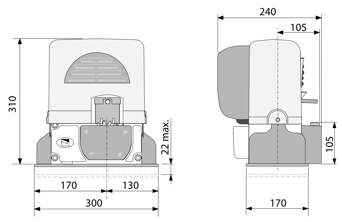 Габаритный размер: привод BX-246